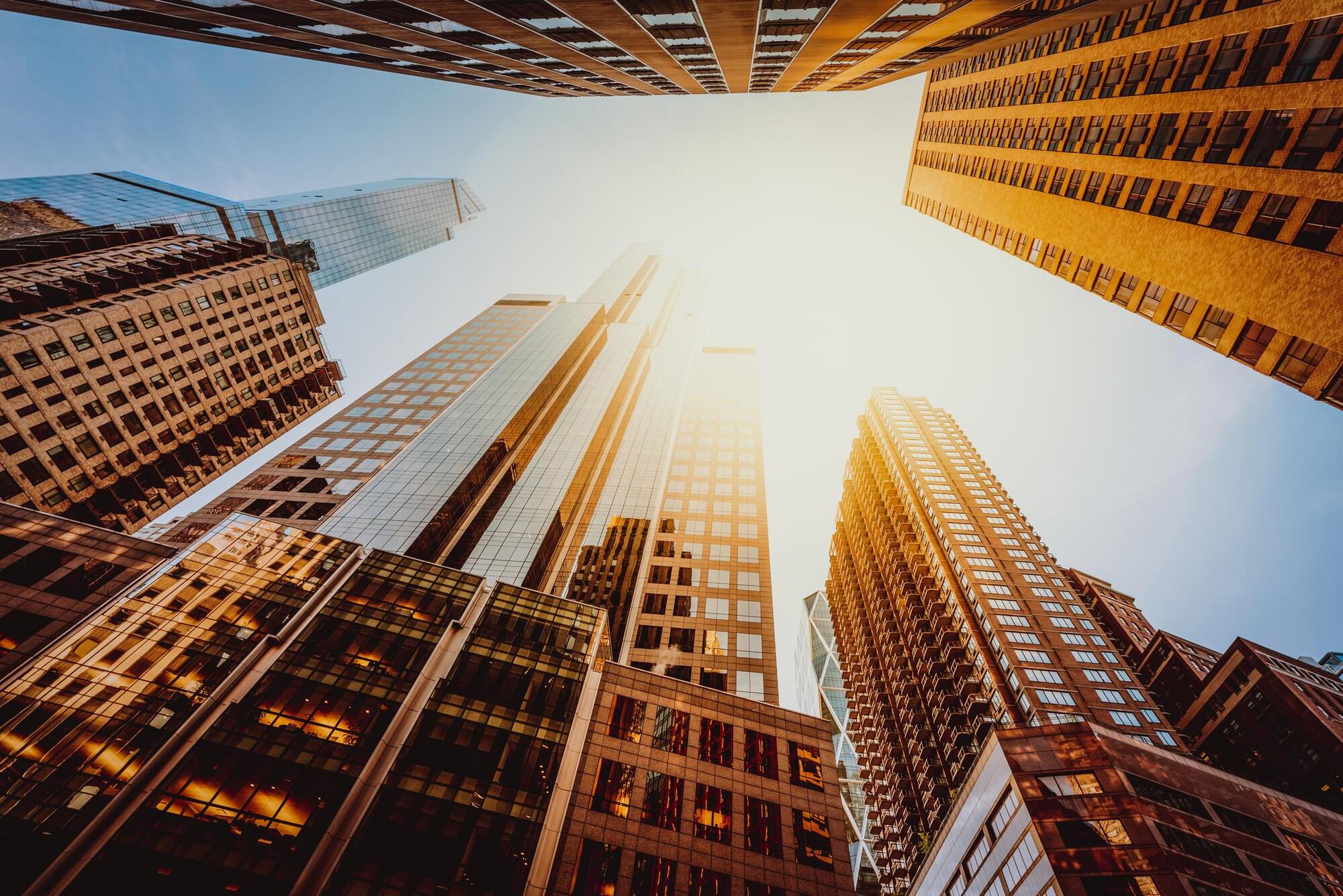 City scape of tall buildings